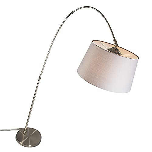 QAZQA arc-basic - Lampe arquée Moderne - 1 lumière - H 1700 mm - Gris - Moderne - Éclairage intérieur - Salon