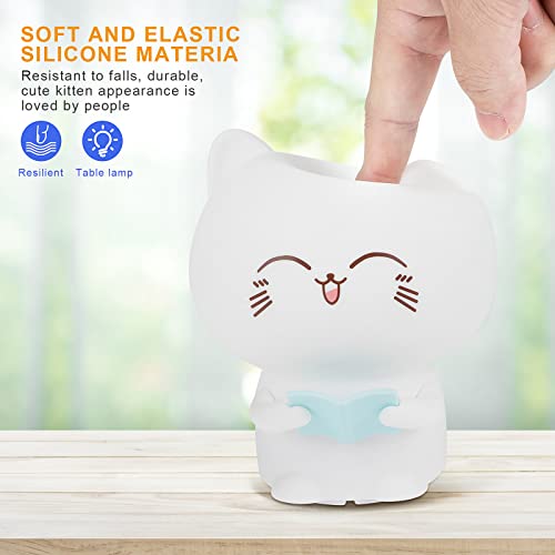 Chat Veilleuse Bebe, 7 Changements de Lumière Veilleuse Chat Recharge Lampe de Chevet Pour Chambre D'enfant Cadeau Veilleuse en Silicone Enfant Deco Lampe Noël Chambre Enfant Cadeau D'anniversaire