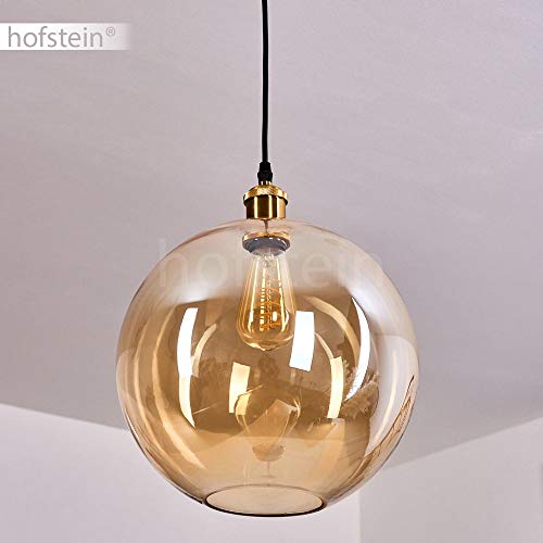 Suspension Ahanga en métal noir et verre fumé, lampe pendante rétro-design idéale dans un salon contemporain, Ø 25 cm, hauteur max. 250 cm, pour 1 ampoule E27, ampoule(s) non incluse(s)