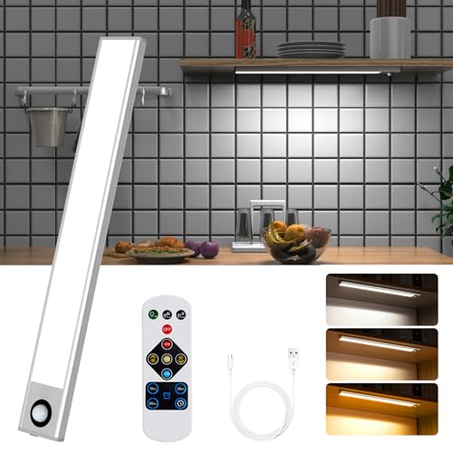 Wilktop Lampe de Placard 100LED, Lampe à Détecteur de Mouvement,Eclairage Led Rechargeable Interieur Placard,Dimmable Lampe LED Lumière Led pour Armoire Placard Escalier Cuisine (40CM 2 Pièce)