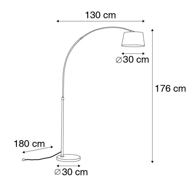 QAZQA arc-basic - Lampe arquée Moderne - 1 lumière - H 1700 mm - Gris - Moderne - Éclairage intérieur - Salon