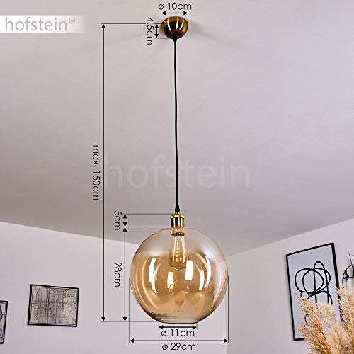 Suspension Ahanga en métal noir et verre fumé, lampe pendante rétro-design idéale dans un salon contemporain, Ø 25 cm, hauteur max. 250 cm, pour 1 ampoule E27, ampoule(s) non incluse(s)