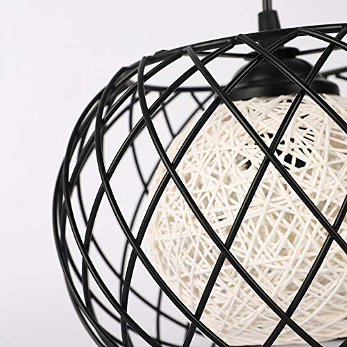 WOWEWA Lampe à Suspension Rétro en Métal Noir Cage E27 Suspension Industrielle,Lustre LED Moderne Simple Cuisine Salon Suspension Luminaire Créatif Antique Lampe Suspension E27 pour Cuisine Chambre