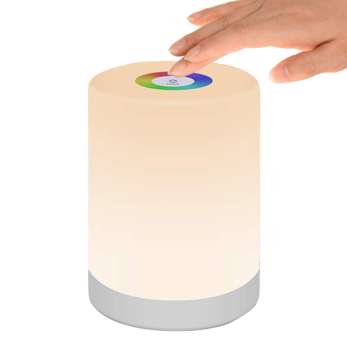 Veilleuse LED, Lampe de Table de Chevet Intelligente, Commande Tactile Dimmable, Rechargeable par USB, Portable, Changement de Couleur RGB pour les Enfants, Chambre Camping (Blanc Chaud)