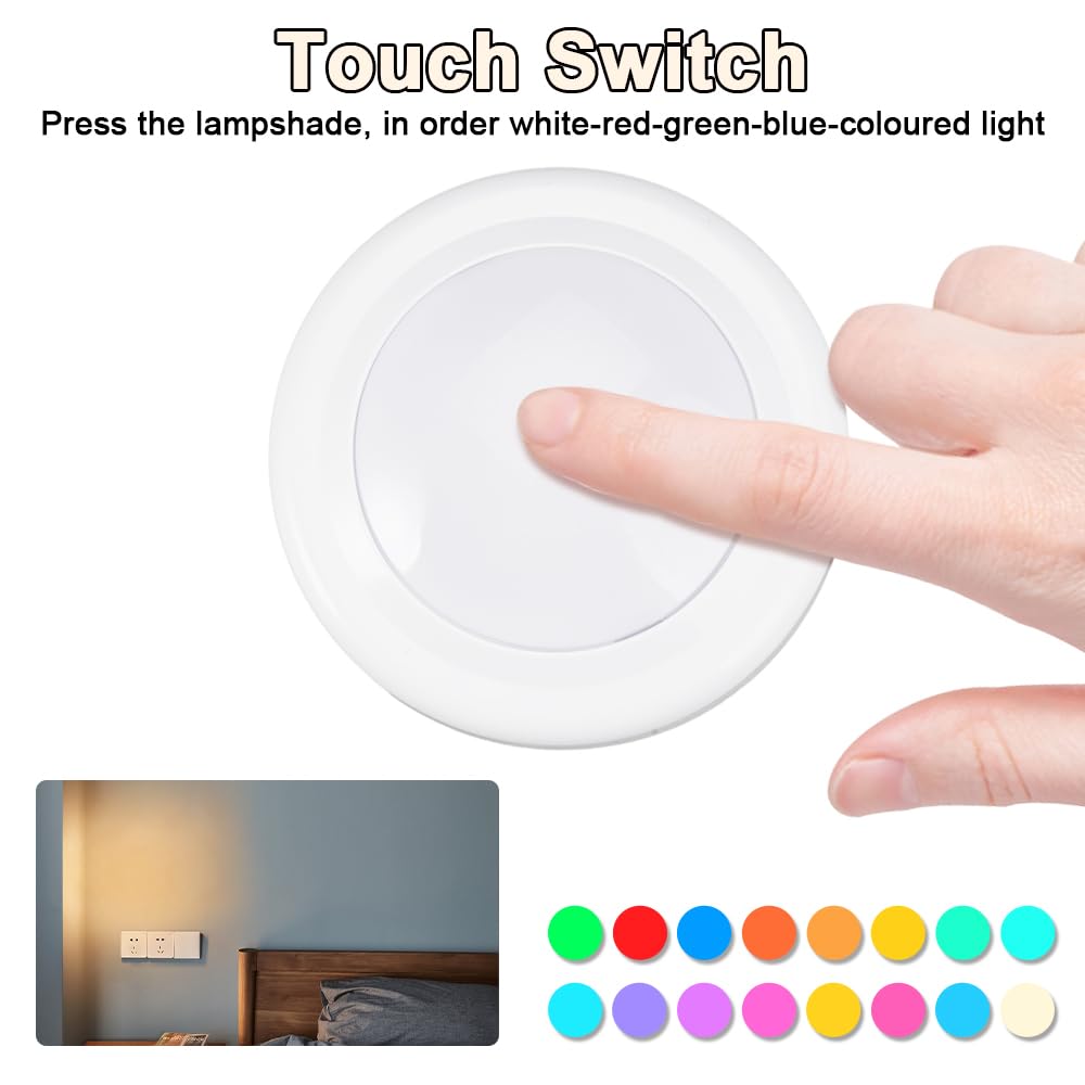 Spot RGB Led Sans Fil a Pile Autocollant, 4 Pièces 16 Couleurs Dimmable Led Telecommande Sans Fil avec Telecommande et Fonction Minuterie, Lampe de Placard Eclairage pour Cuisine Chambre